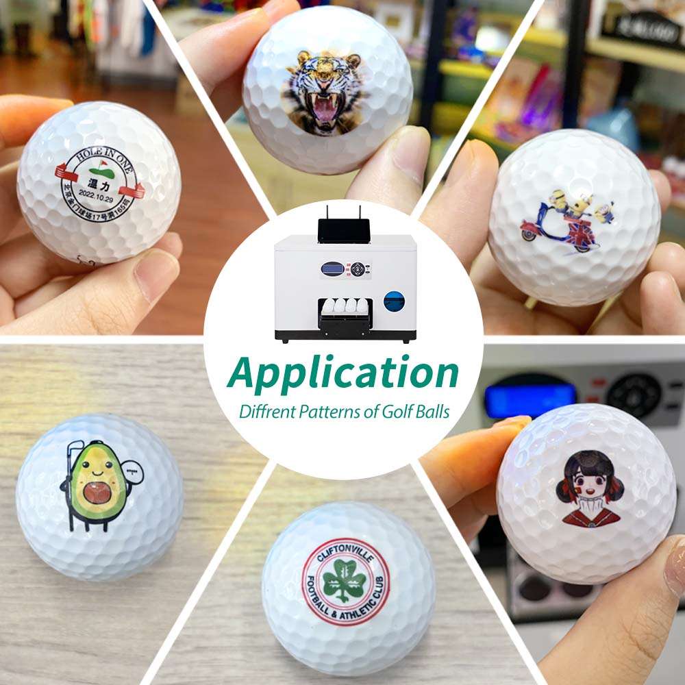 GF1-2 Custom golf balls printed with logos, artwork and personalized designs using the GF1 golf ball printer