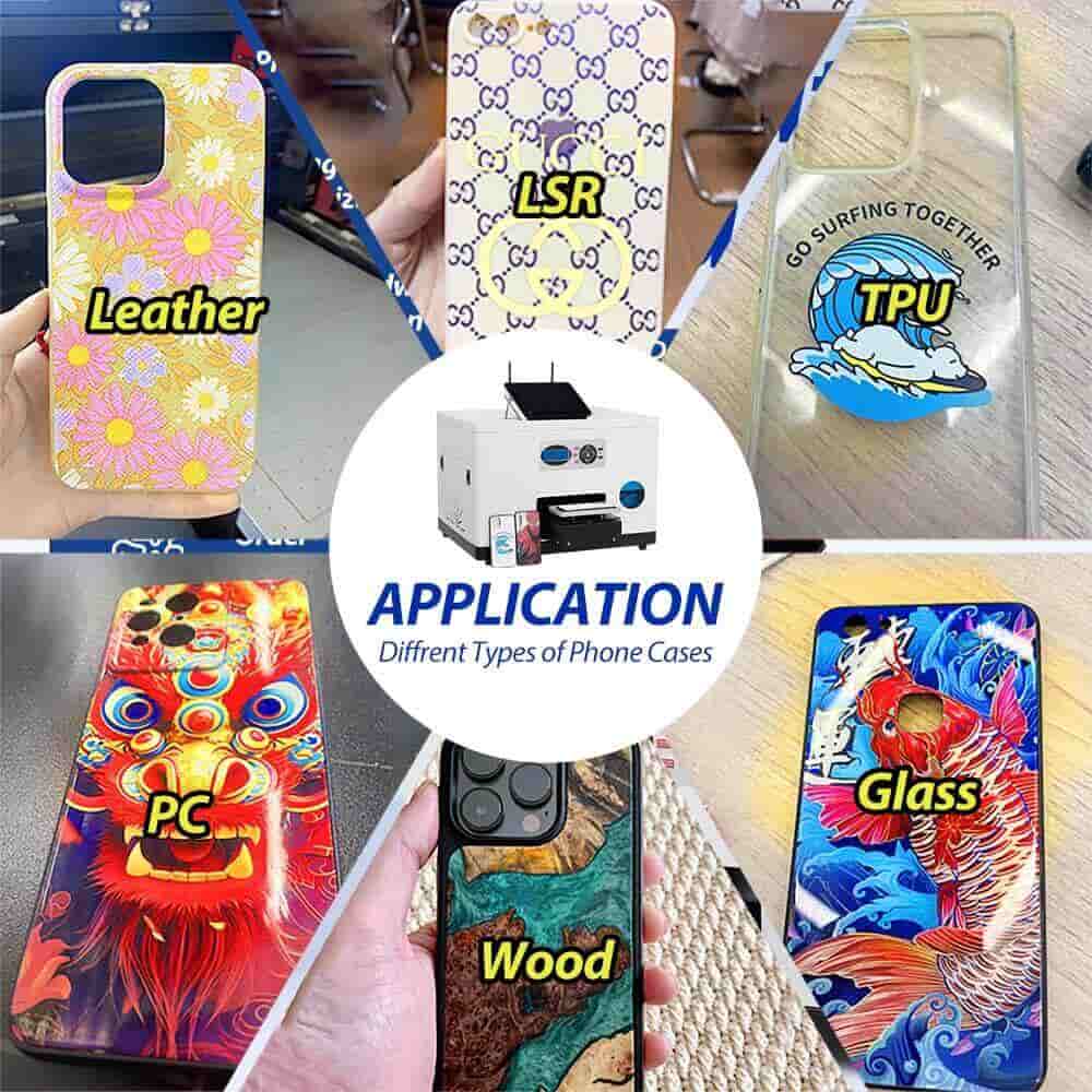 PC1-5 PC1 phone case printer compatible with leather, LSR silicone, TPU, PC, wood and glass phone cases
